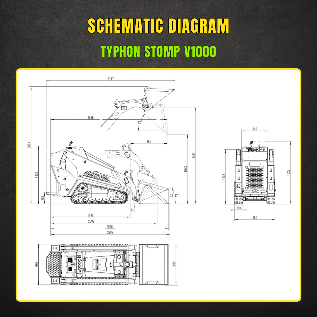 TYPHON Stomp V1000 24HP Kubota D1105 Water Cooled Diesel Skid Steer Pilot Control 3 Typhon stomp V1000