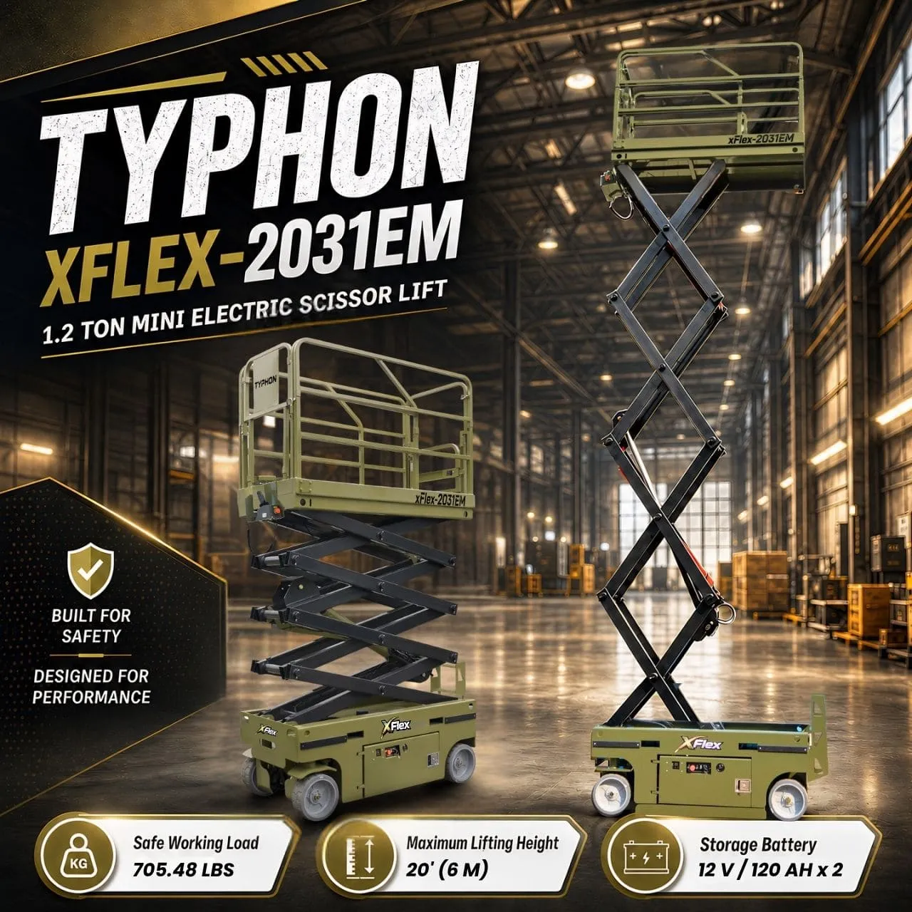 xFlex-4068ET electric rubber track scissor lift on rough terrain