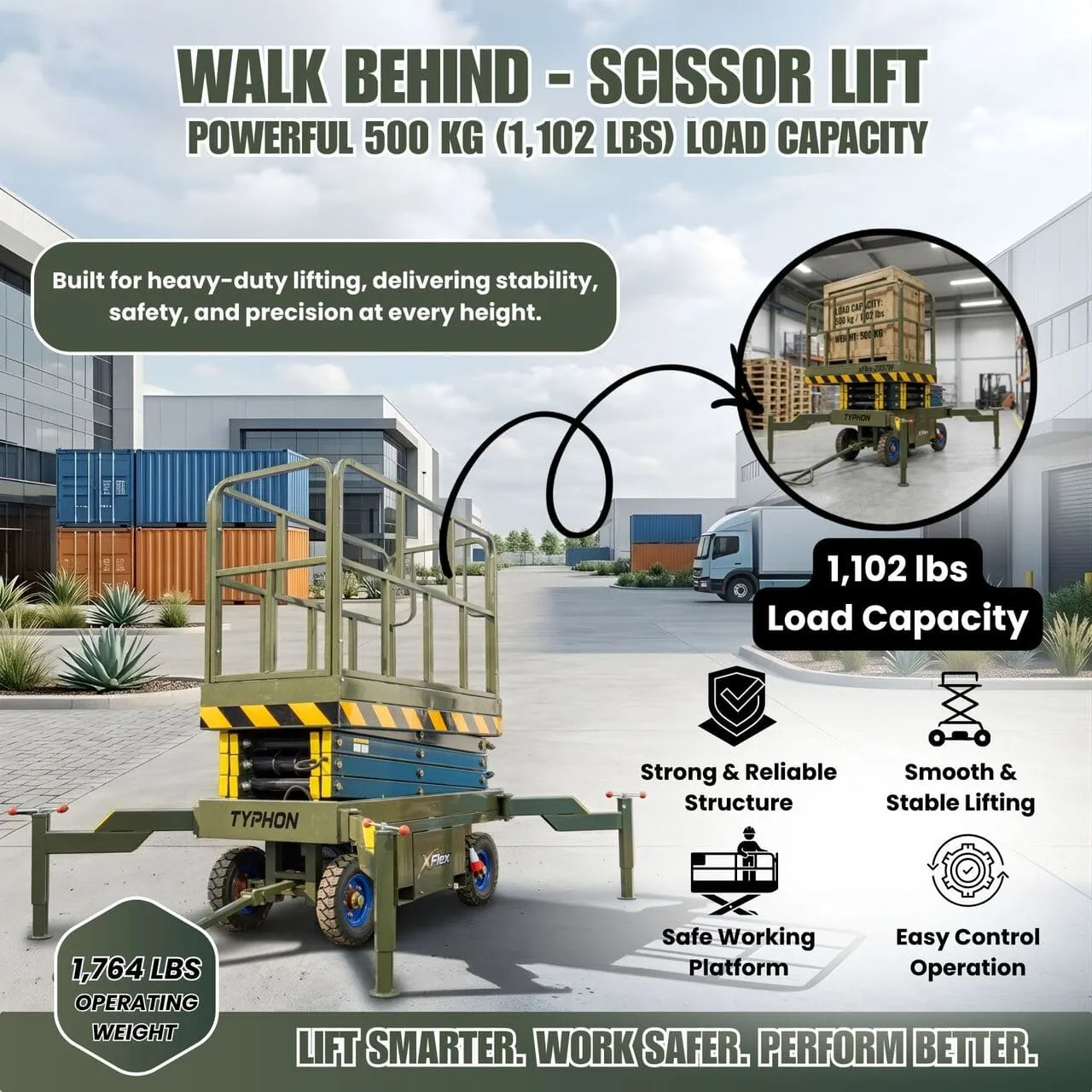 xFlex-4046EW electric wheel scissor lift at full extension