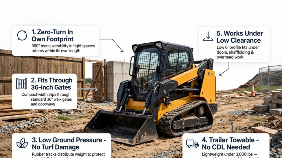 Mini Skid Steer Beats Bigger Machines. 5 Tight Site Advantages. 1 mini skid steer beats
